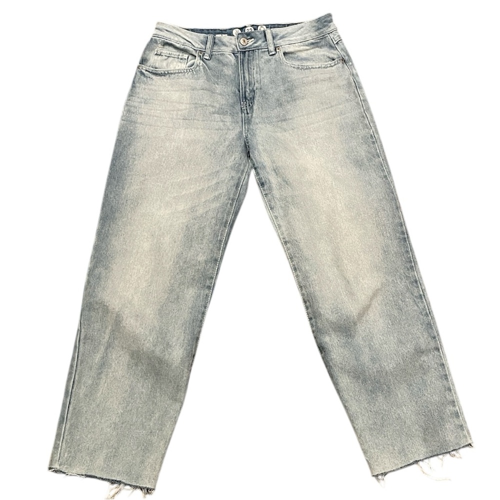 Rewash‎ High Rise Baggy Fray Cropped Eco-Friendly Light Blue Denim